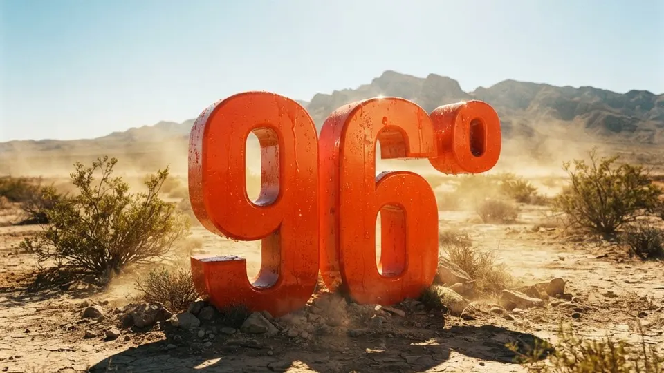 Weather title card: El Paso, TX Weather: Sunny 96° Heat Builds for Labor Day Sept. 7