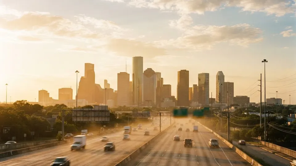 Weather title card: Houston, TX Weather: Sunnier Skies for Labor Day Sept. 7 across Southeast Texas