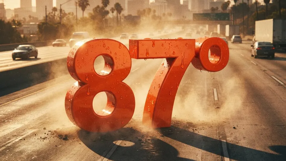 Weather title card: Los Angeles, CA Weather: Warming Trend to 87° for Labor Day Sept. 7