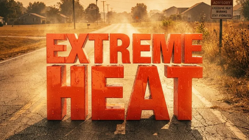 Weather title card: Louisville, KY Weather: Labor Day Weekend Cool-Down Following Extreme Heat