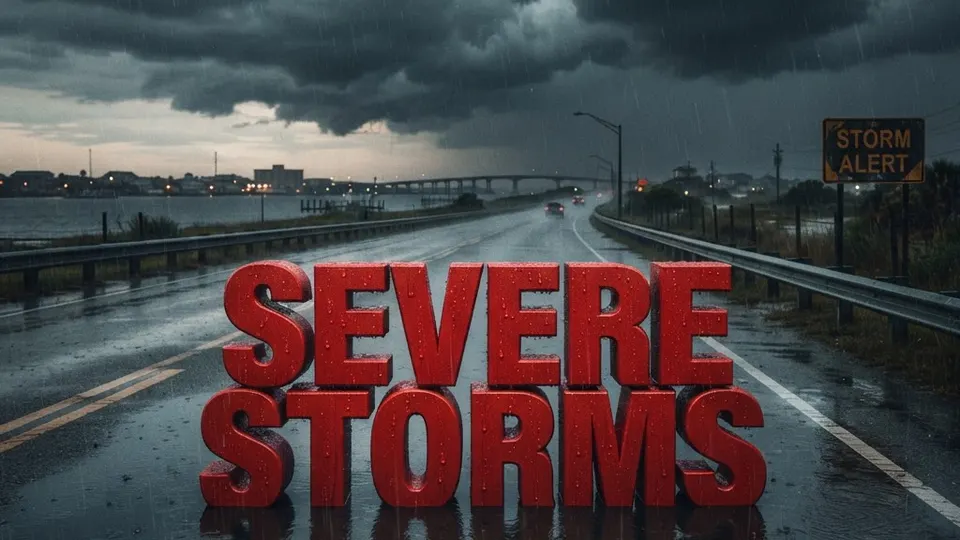 Weather title card: North Carolina Weather: 86° Storm Alert for Labor Day Weekend in Morehead City