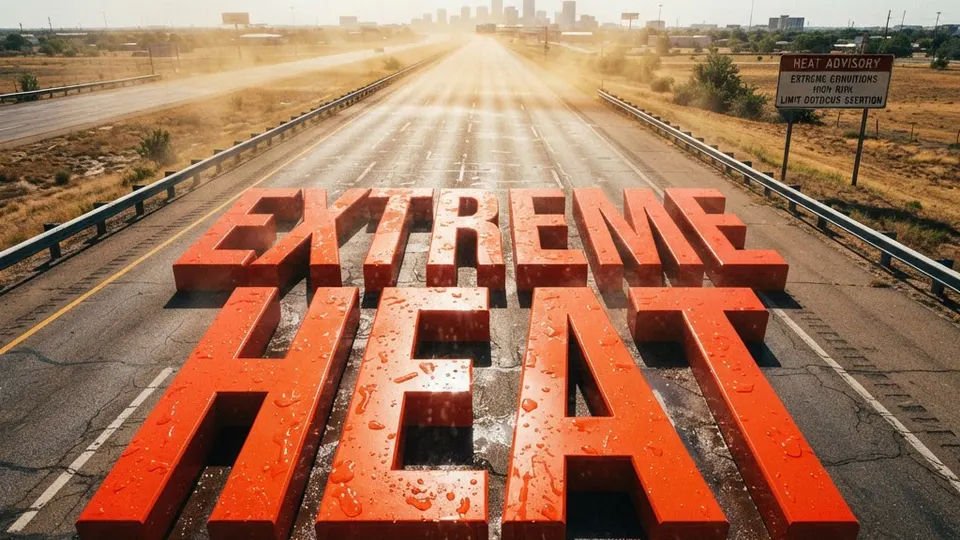Weather title card: Oklahoma Weather: 99-Degree Labor Day Weekend Heat Alert