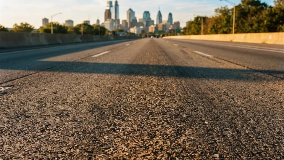 Weather title card: Pennsylvania Weather: 8-Degree Cool-Down This Labor Day Weekend on I-95 in Philadelphia