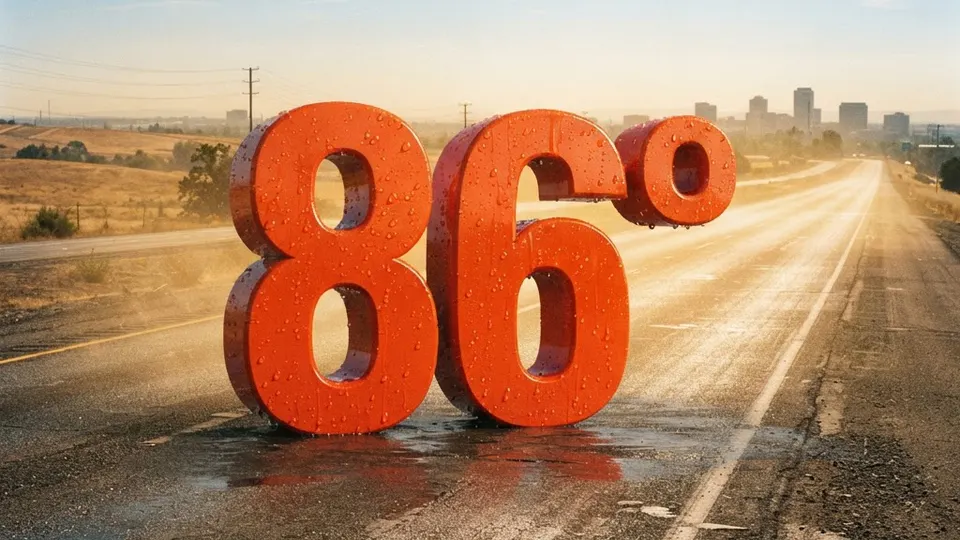 Weather title card: Sacramento, CA Weather: 86° Heat Building for Labor Day Sept. 7