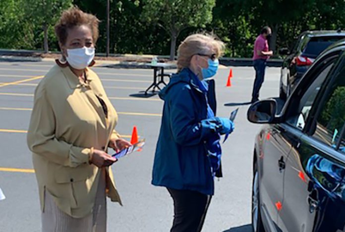 8-4-20 denise at drive thru job fair 2
