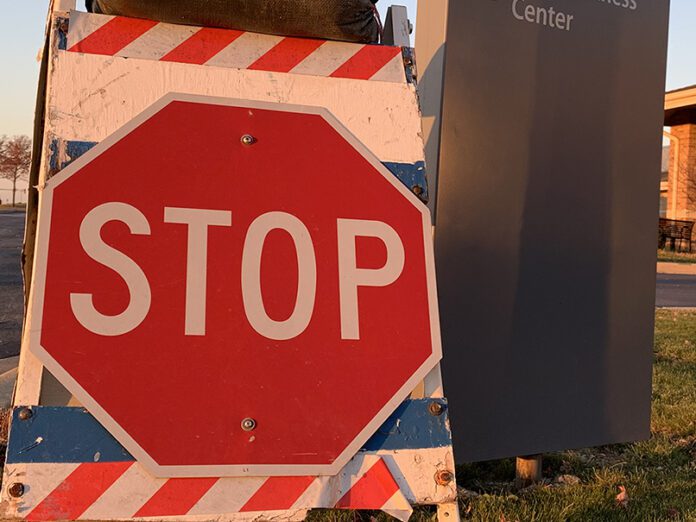 stop sign riverside warning caution