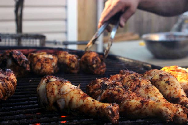 Chicken grilling during a backyard BBQ